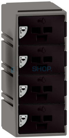 Lage kunststof locker FSP, 1-koloms, 4-deurs, 88*38*45 cm, zwart
