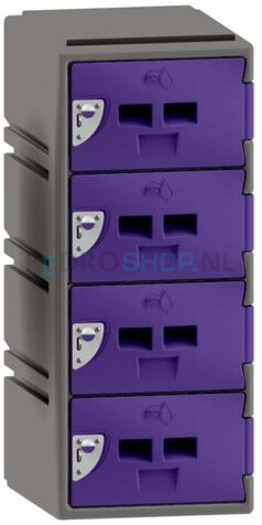 Lage kunststof locker FSP, 1-koloms, 4-deurs, 88*38*45 cm, paars