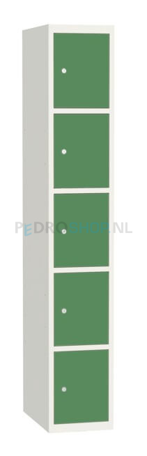 SQ Classic lockerkast, 1-koloms, 5-deurs, groen, h180*b30*d50 cm