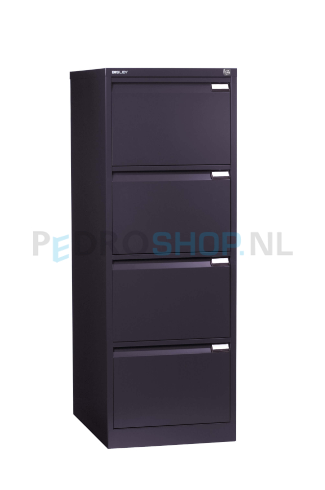 Dossierkast Bisley Premium voor opbergen hangmappen, 4 laden, antraciet