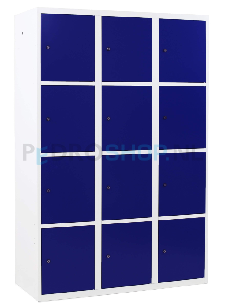  SQ Classic lockerkast, 3-koloms, 12-deurs, blauw, h180*b120*d50 cm