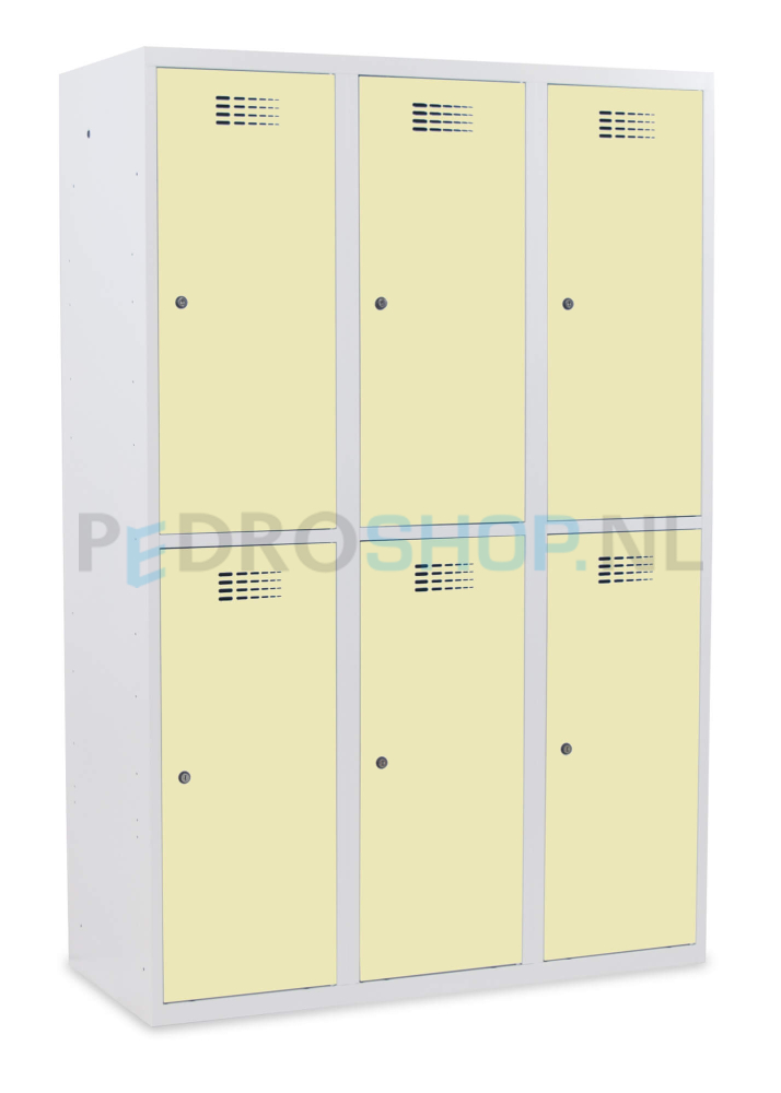 SQ Classic garderobekast, creme, 3-koloms, 6-deurs, 180*120*50 cm