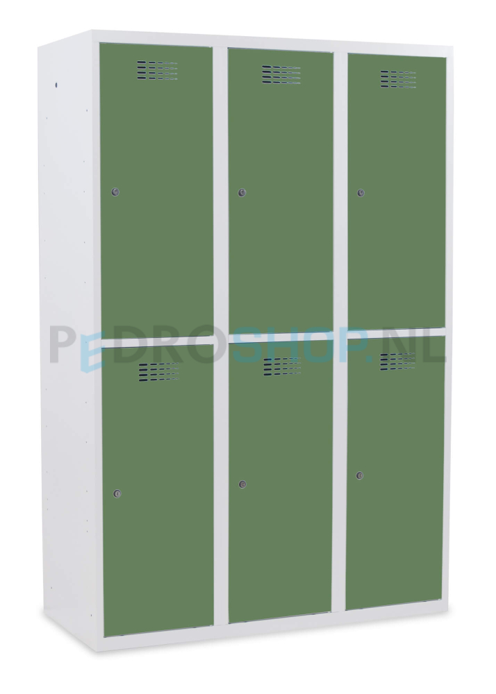 SQ Classic garderobekast, groen, 3-koloms, 6-deurs, 180*120*50 cm