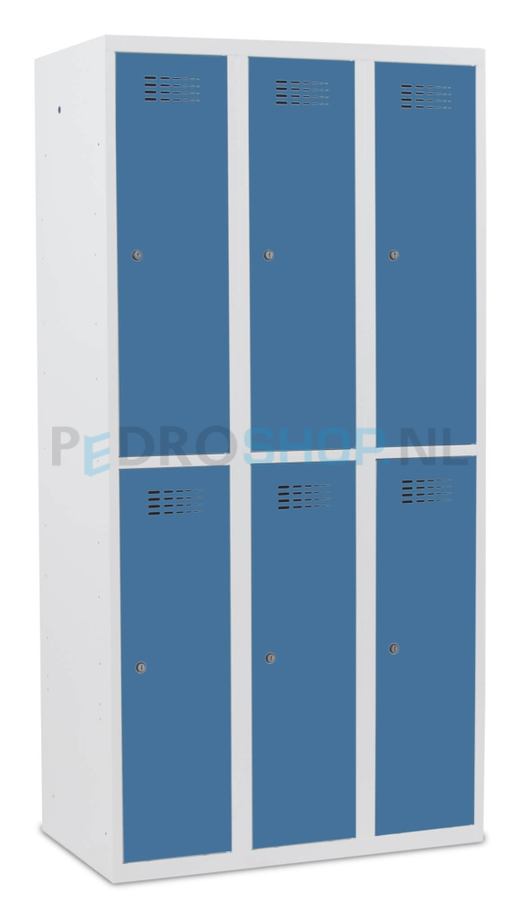 SQ Classic garderobekast, blauw, 3-koloms, 6-deurs, 180*90*50 cm