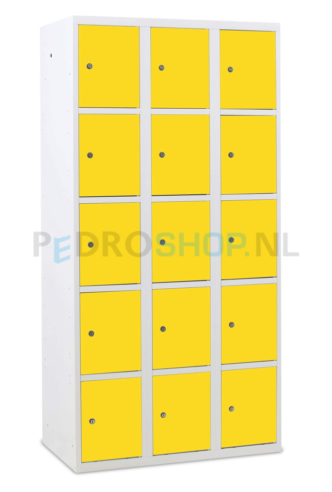 Classic SQ lockerkast, 3-koloms, 15-deurs, h180*b90*d50 cm, geel