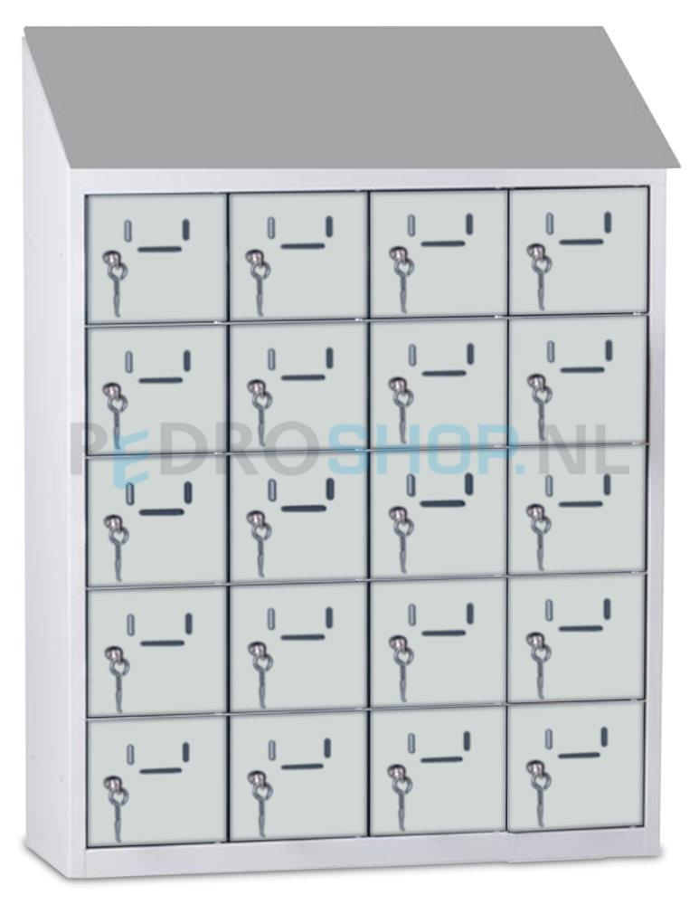 Kantine mini lockerkast SQ Classic, 20-deurs, lichtgrijs