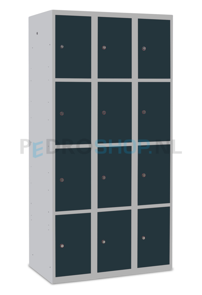 SQ Classic lockerkast, antraciet, 3-koloms, 12-deurs, h180*b90*d50 cm