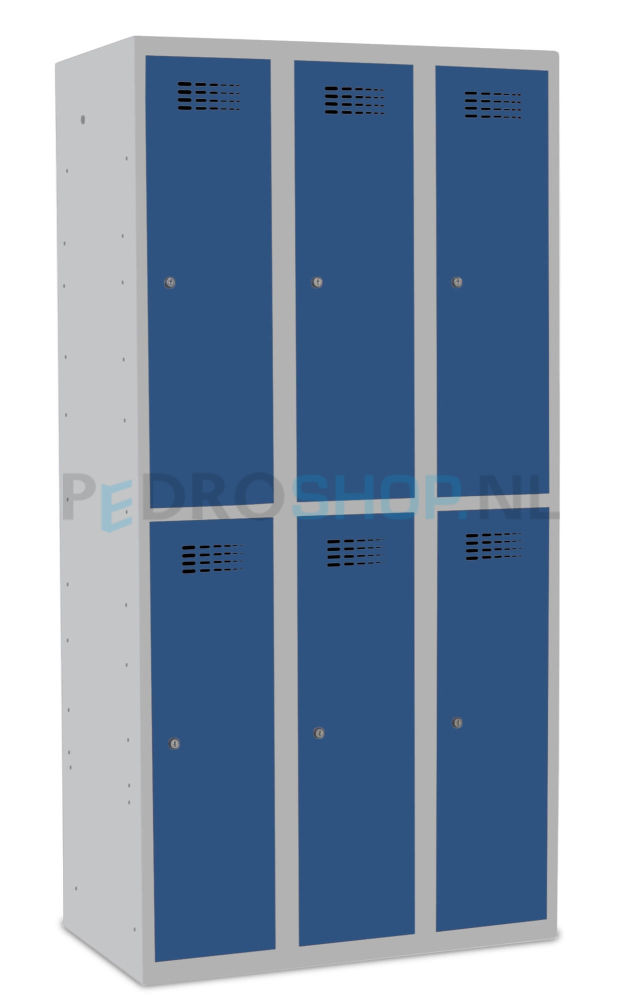 SQ Classic garderobekast, blauw, 3-koloms, 6-deurs, 180*90*50 cm