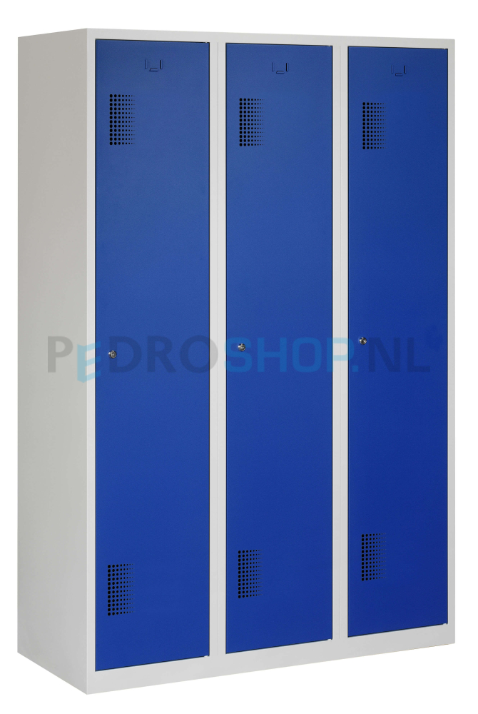 Schoon/vuil garderobekast PDC-T210, 3-koloms, 3-deurs, blauw