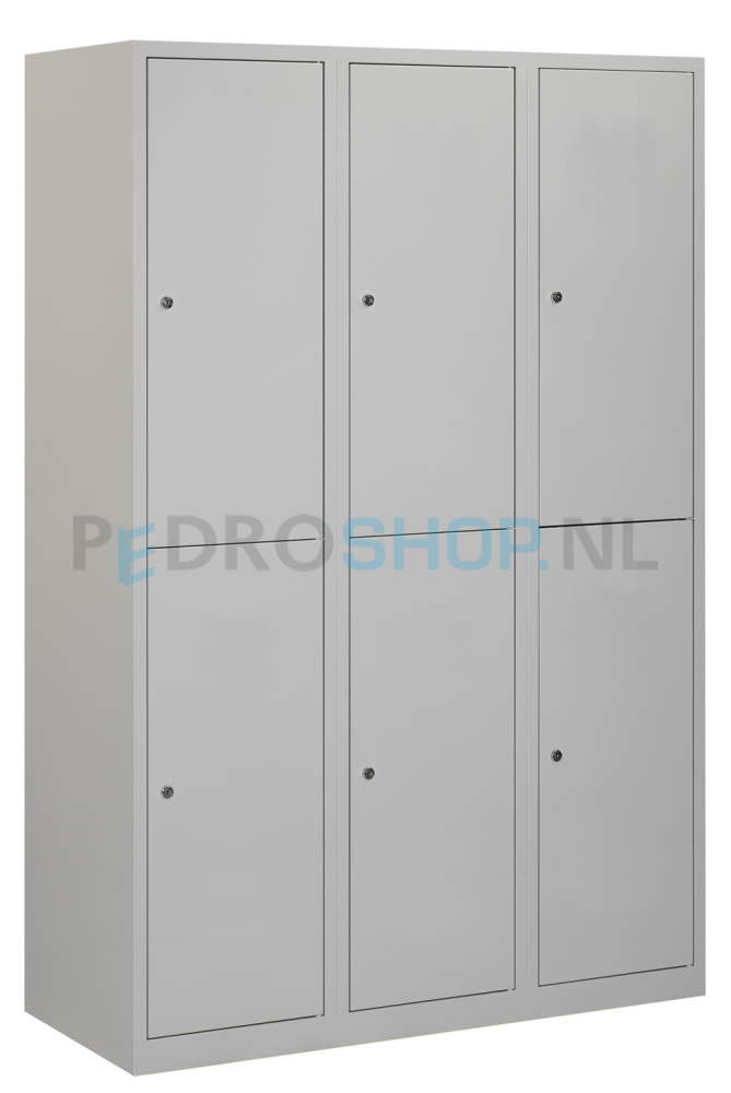 Schoon/vuil garderobekast PDC-T220, 3-koloms, 6-deurs, lichtgrijs