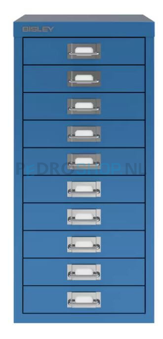 Meerladenkast Bisley -10, A4 formaat, 10 laden, azuurblauw