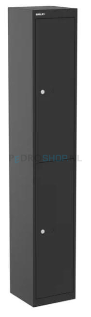 Bisley Basic garderobekast, 30,5 cm breed, 30,5 cm diep, 1-koloms, 2-deurs, zwart