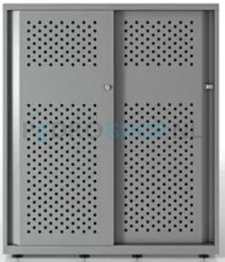 Schuifdeurkast Bisley Glide II, h116,1*b100*d47 cm, perfo, zilvergrijs