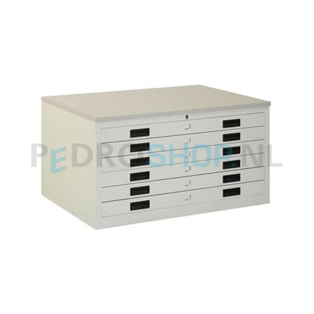 Plannenkast / Tekeningladekast PDC -A16, A1 formaat, 6 laden, lichtgrijs