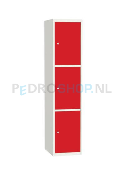 SQ Classic lockerkast, 1-koloms, 3-deurs, rood, h180*b40*d50 cm