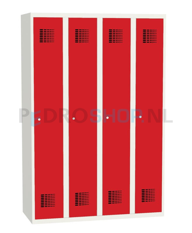 Garderobekast SQ Classic, rood, 4-koloms, 4-deurs, 180*120*50 cm