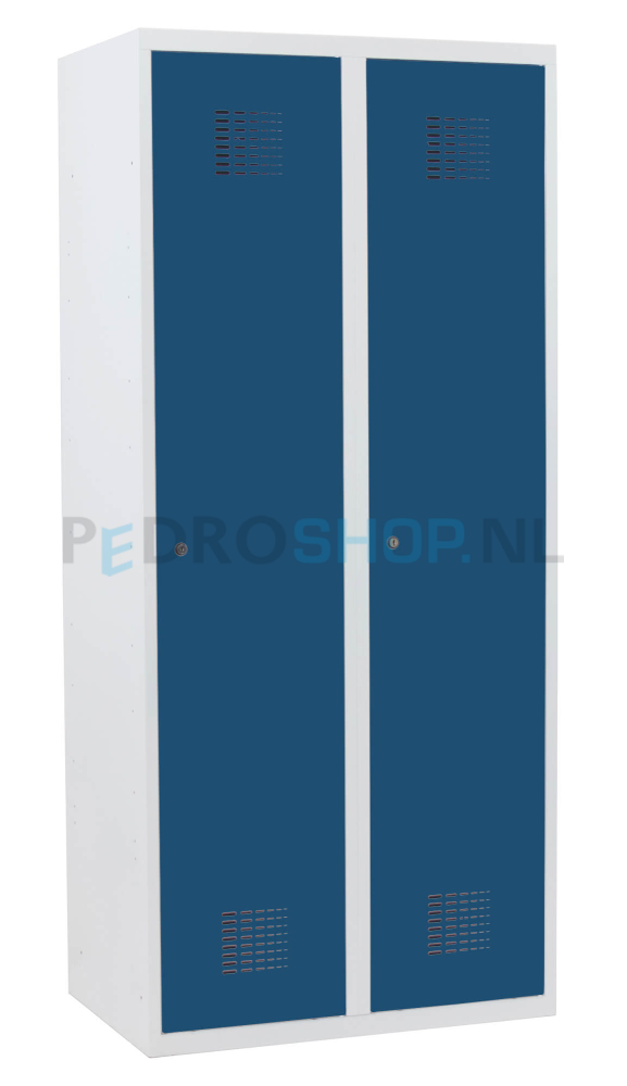 Schoon/vuil garderobekast SQ Classic, blauw, 2-koloms, 2-deurs, 180*80*50 cm