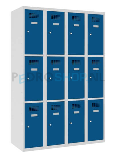 SQ Classic lockerkast, 4-koloms, 12-deurs, blauw, h180*b120*d50 cm