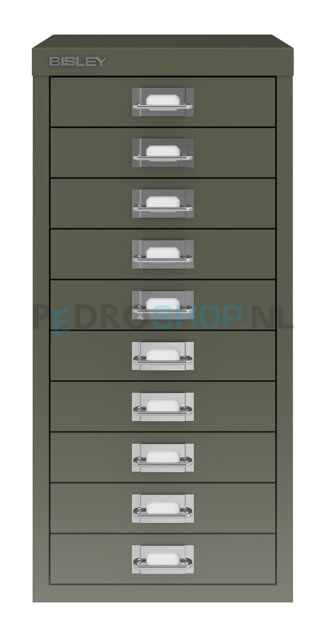 Meerladenkast Bisley -10, A4 formaat, 10 laden, olijfgroen