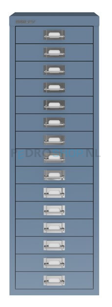 Meerladenkast Bisley -15, A4 formaat, 15 laden, blauw