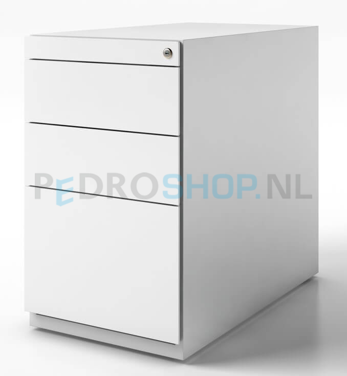 Stand ladenblok Bisley Basic met 3 laden, 69,8 cm hoog, 77,5 cm diep, wit