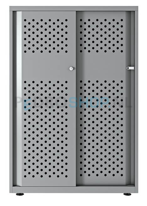 Schuifdeurkast Bisley Glide II, h116,1*b80*d47 cm, perfo, zilvergrijs