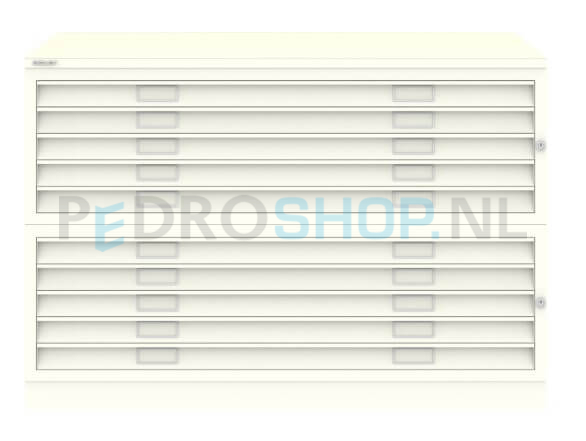 Tekeningkast Bisley A010, A0 formaat, 10 laden, krijtwit