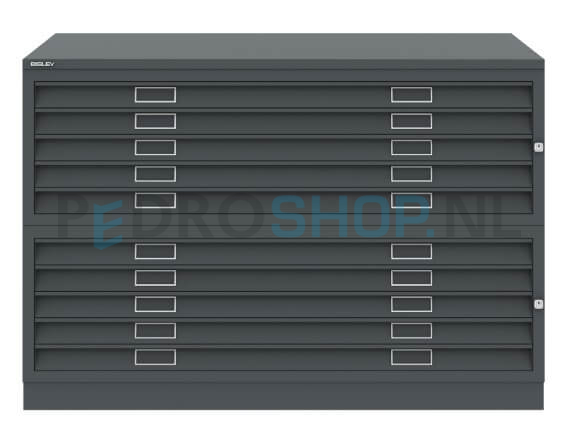 Tekeningkast Bisley A010, A0 formaat, 10 laden, antraciet