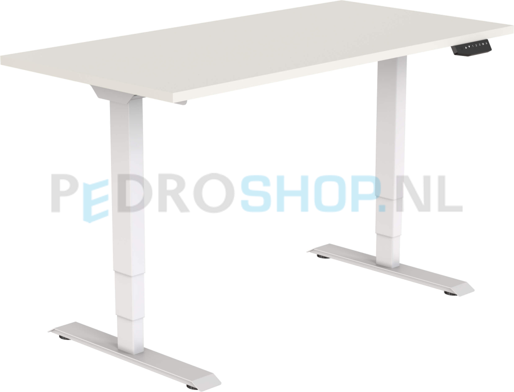 Elektrisch DSQ bureau EURO 140*80, witte poot met wit blad