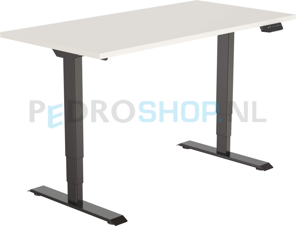 Elektrisch DSQ bureau EURO 120*80, zwarte poot met wit blad