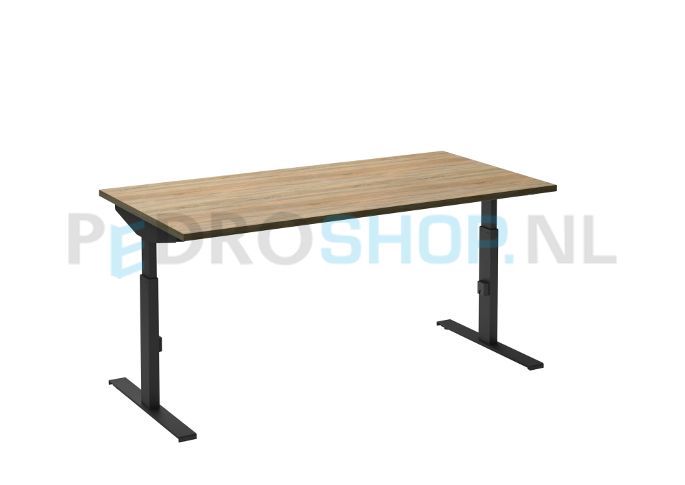 Bureau DSQ 160*80, zwarte T-poot met robson eiken blad
