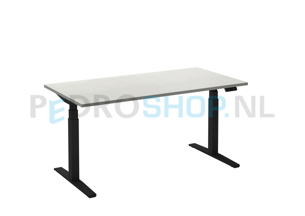 Bureau DSQ 160*80, elektrische zwarte poot met wit blad