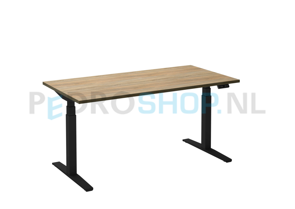 Bureau DSQ 160*80, elektrische zwarte poot met robson eiken blad