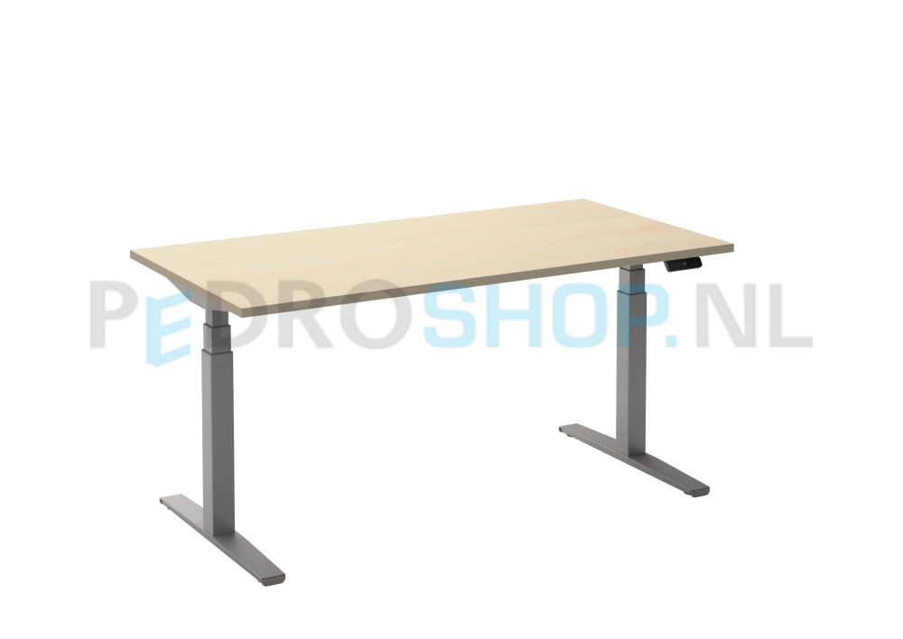 Bureau DSQ 180*80, elektrische aluminium poot met ahorn blad