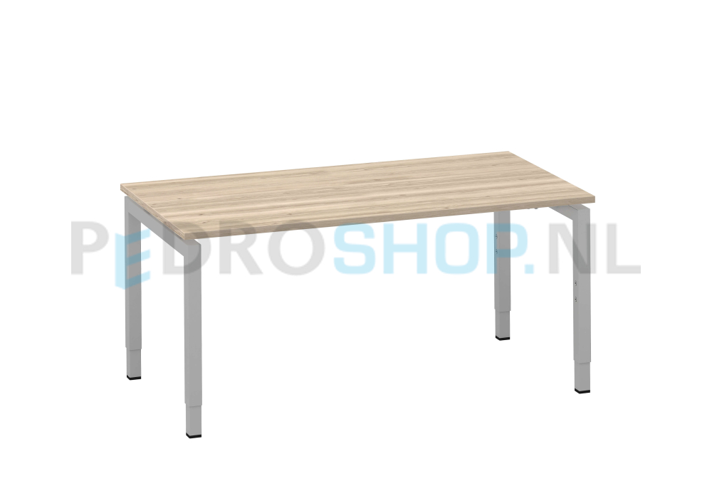 Bureau DSQ 180*80, aluminium N-poot met rustiek eiken wit blad