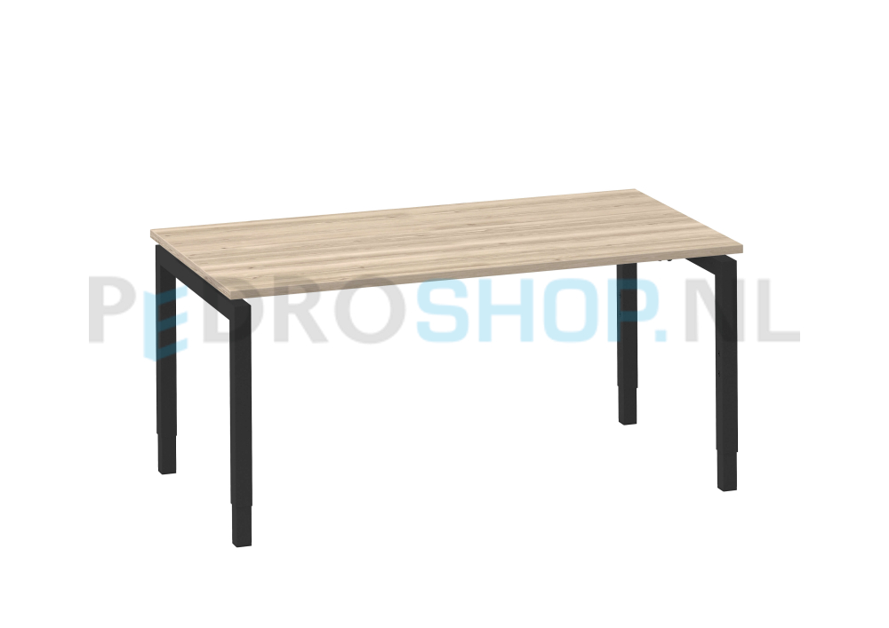 Bureau DSQ 180*80, zwarte N-poot met rustiek eiken wit blad