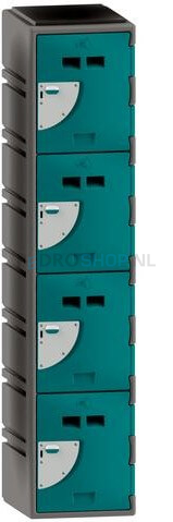Polyethyleen locker FSP, 1-koloms, 4-deurs, 172*38*45 cm, donker blauwgroen