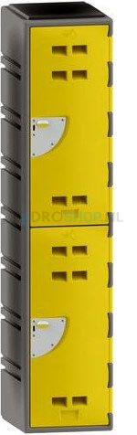 Kunststof garderobekast FSP, 1-koloms, 2-deurs, 172*38*45 cm, geel