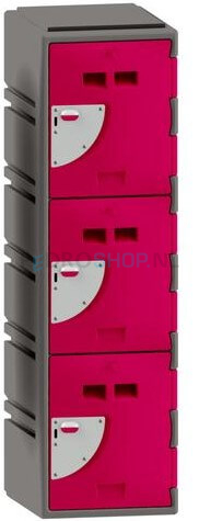 Halfhoge lockerkast FSP, 1-koloms, 3-deurs, 130*38*45 cm, magenta