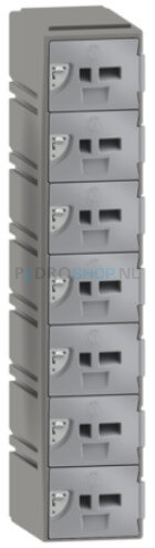 Kunststof GSM locker FSP, 1-koloms, 7-deurs, 151*30,5*30,5 cm, lichtgrijs