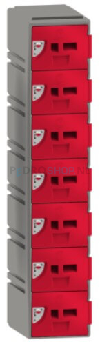 Kunststof GSM locker FSP, 1-koloms, 7-deurs, 151*30,5*30,5 cm, rood