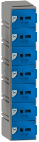 Kunststof GSM locker FSP, 1-koloms, 7-deurs, 151*30,5*30,5 cm, blauw