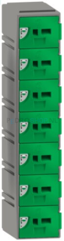 Kunststof GSM locker FSP, 1-koloms, 7-deurs, 151*30,5*30,5 cm, groen