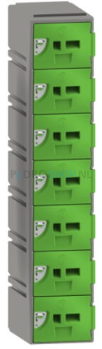 Kunststof GSM locker FSP, 1-koloms, 7-deurs, 151*30,5*30,5 cm, limoen
