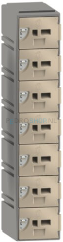 Kunststof GSM locker FSP, 1-koloms, 7-deurs, 151*30,5*30,5 cm, crème