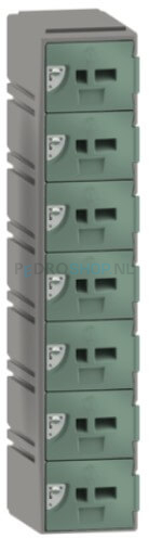 Kunststof GSM locker FSP, 1-koloms, 7-deurs, 151*30,5*30,5 cm, mistgroen
