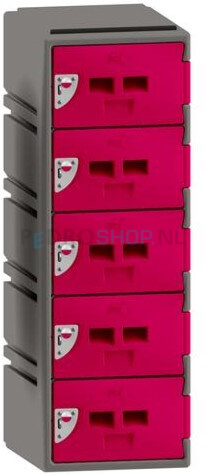 Halfhoge kunststof lockerkast FSP, 5-deurs, 109*38*45 cm, magenta